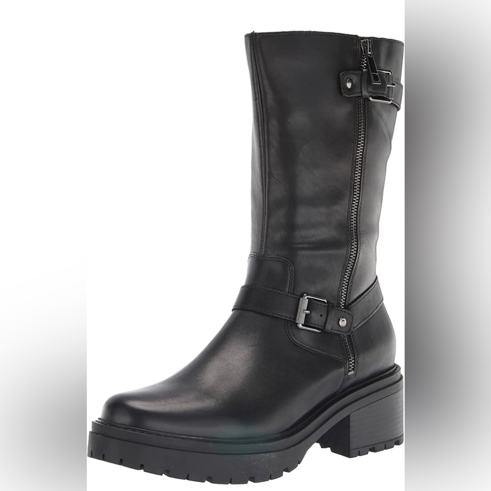 BRAND NEW black leather boots - Size 6.5 Woman's